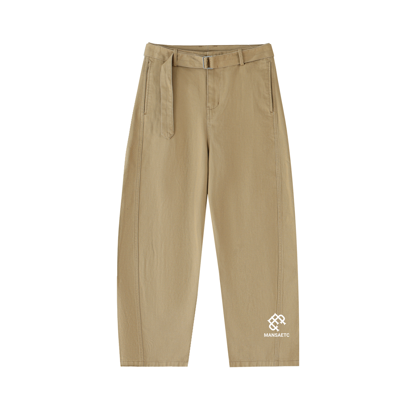 Belted Barrel-leg Chino Pants