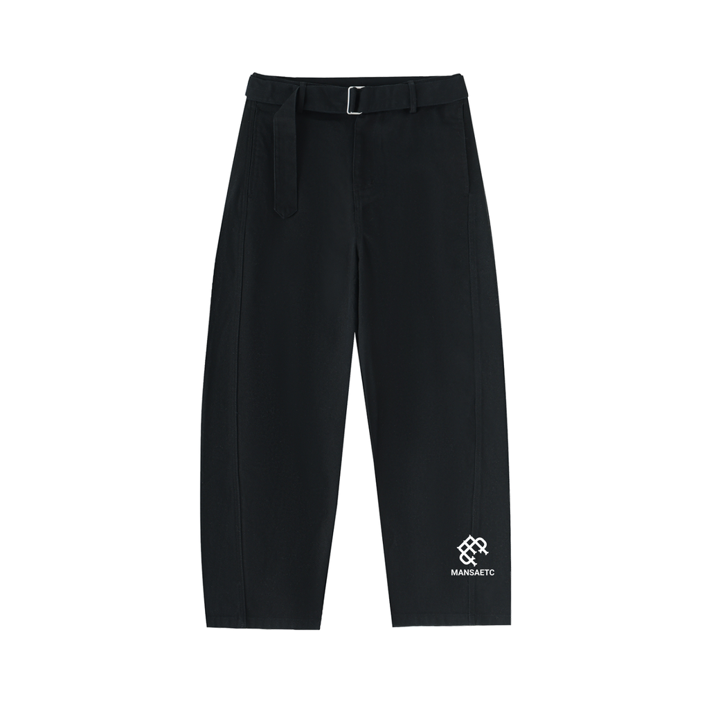 Belted Barrel-leg Chino Pants