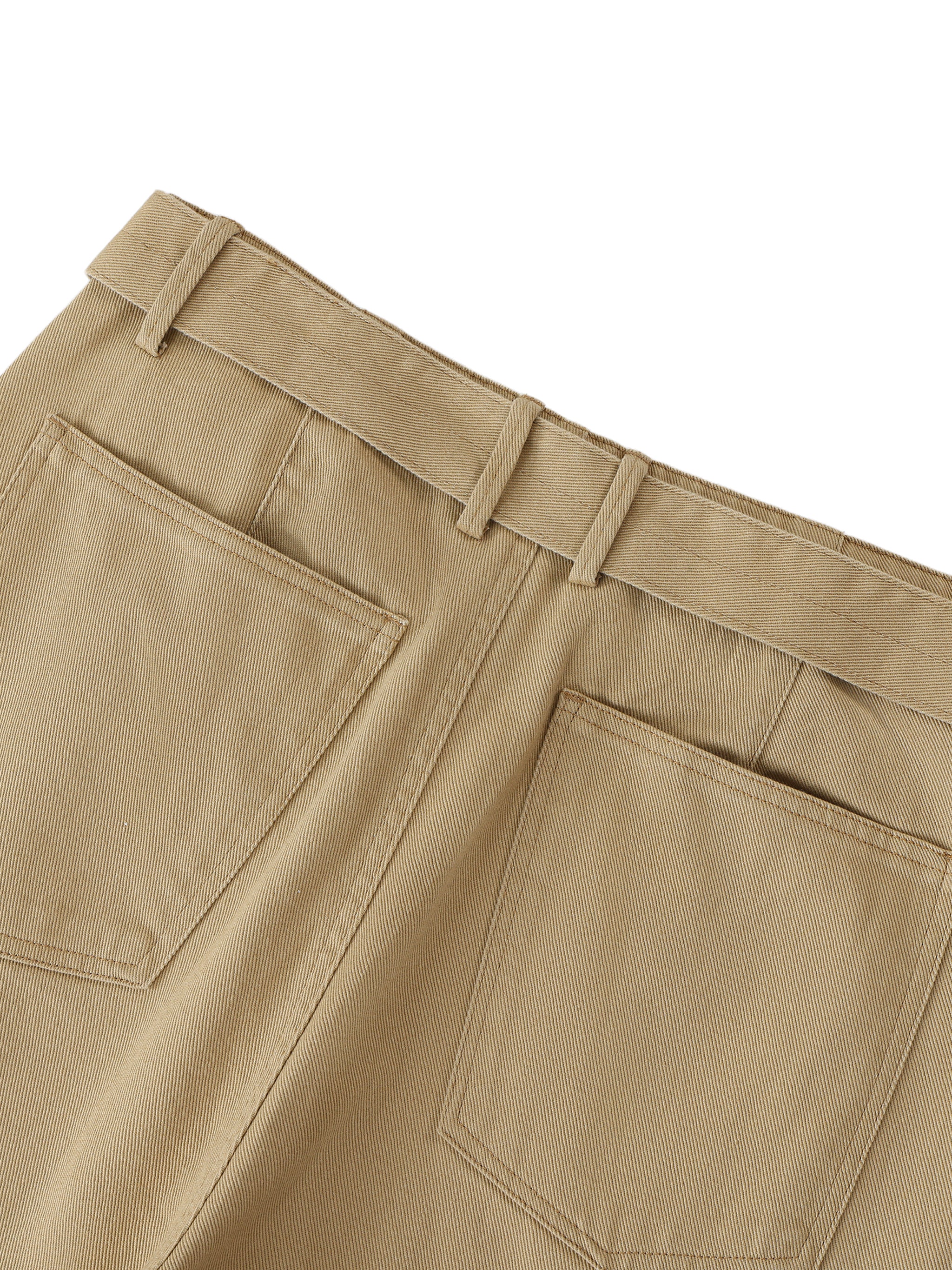 Belted Barrel-leg Chino Pants